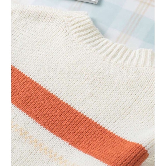 Color Block Stripe Sweater Pullover Multicolor Long Sleeve - Picture 7 of 8